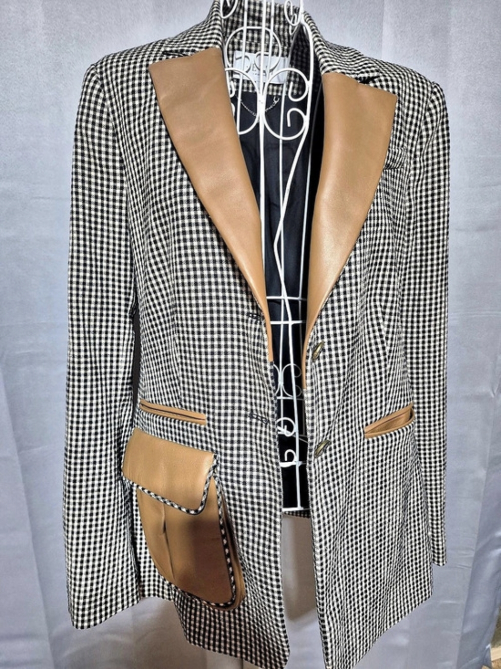 Pearl by Lela Rose Houndstooth Blazer in Black & White Size 8 Like New